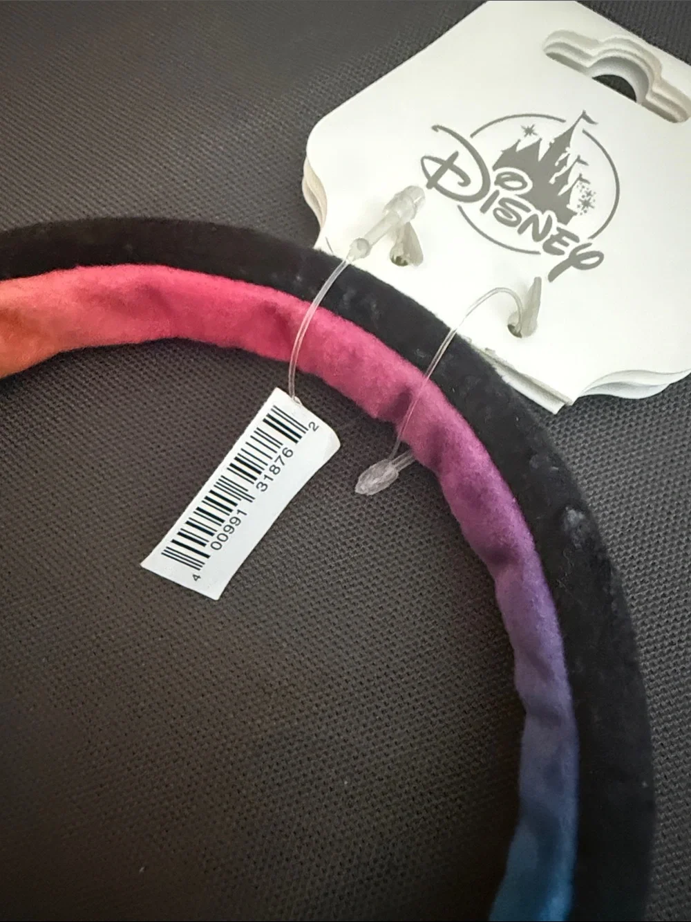 Disney Rainbow Velvet Padded Headband in Black, Pink, Purple Disneyland 70